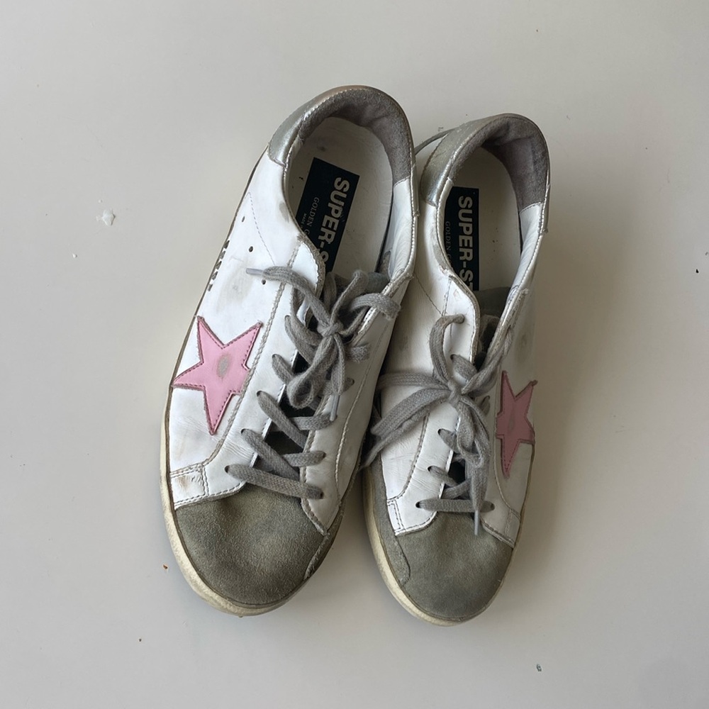 Golden goose white pink great condition!